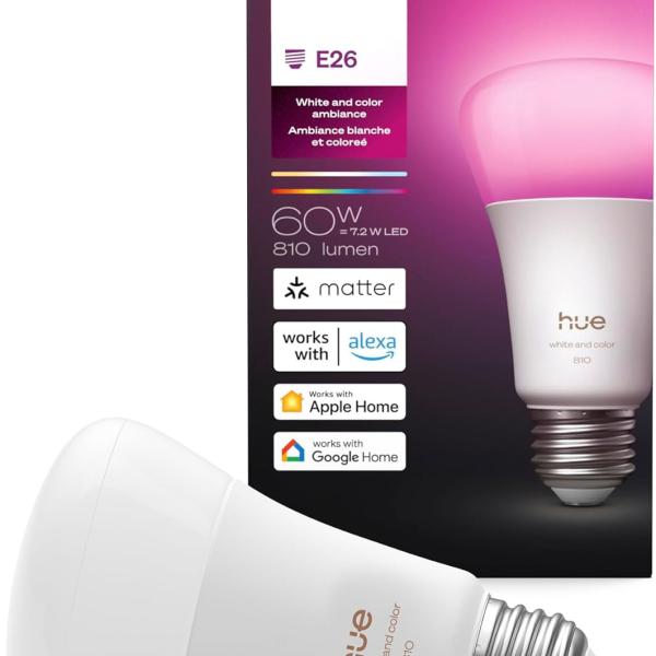 Philips Hue White and Color Ambiance A19 LED Smart Bulb