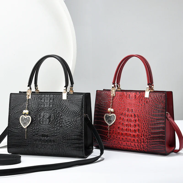 Women's Luxury Crocodile-Pattern Handbag Set (2-Piece)