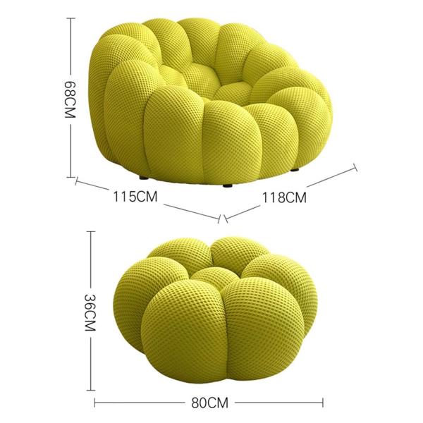 Lazy Sofa Ultra Comfy Fireside Sofa Chair Upholstered Bubble Single Floor Sofa 3D Honeycomb Shape Bubble Sofa Curved Couch for Living Room Office Blue