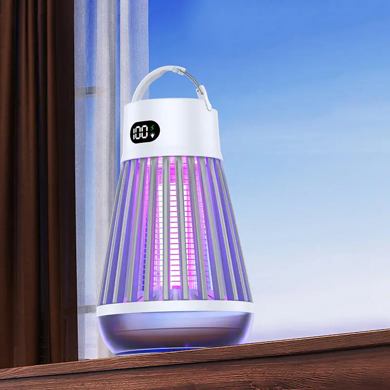 3-Wavelength USB-C Rechargeable Mosquito Killer Lamp – 365/395/410nm Portable Electric Bug Zapper with Digital Battery Display