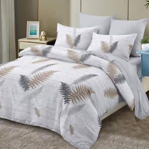 5x6 Earthy Fern Sprig Patterned 4-Piece Duvet Set