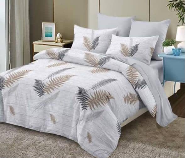 5x6 Earthy Fern Sprig Patterned 4-Piece Duvet Set