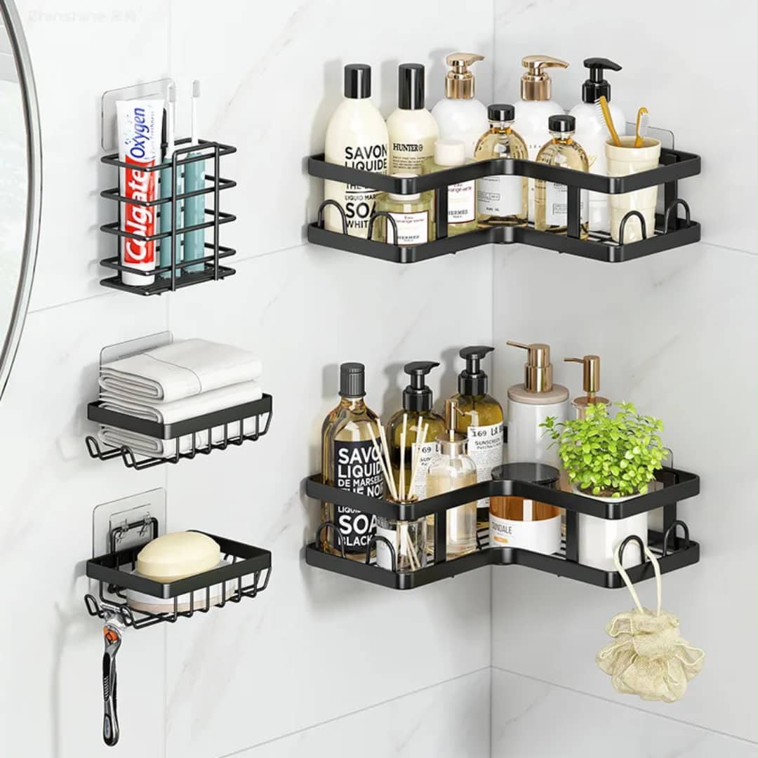 5-Piece triangular rack bathroom non-punching shower room basket toilet finishing storage shelf