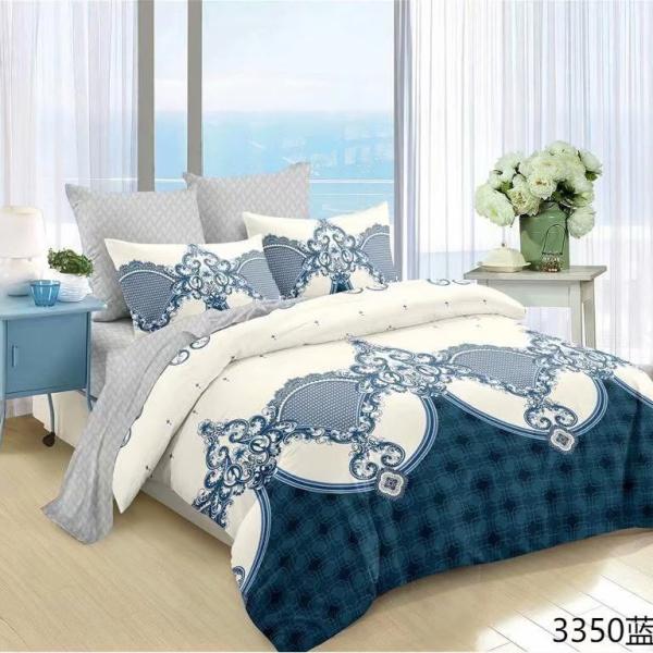 5x6 Royal Blue Vintage Damask Baroque 4-Piece Duvet Set