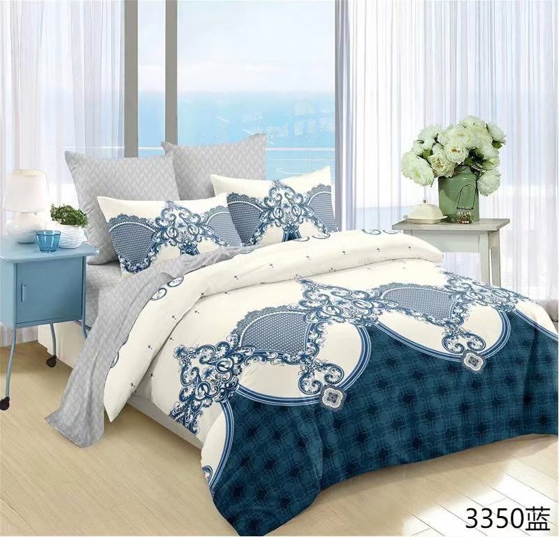 5x6 Royal Blue Vintage Damask Baroque 4-Piece Duvet Set