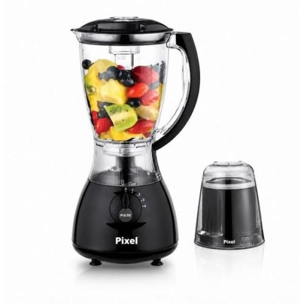 Pixel 1.5 Liters Blender with Grinder 2 In1 - Black