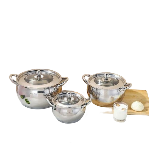 6 Pcs Of Stainless Steel Saucepans Cookware Induction Pots - Silver