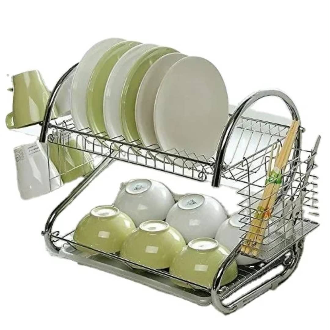 2-Tier Chrome Stainless Steel Dish Drying Rack
