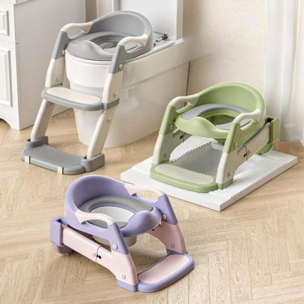 3-in-1 Foldable Toddler Potty Training Seat with Step Stool Ladder.