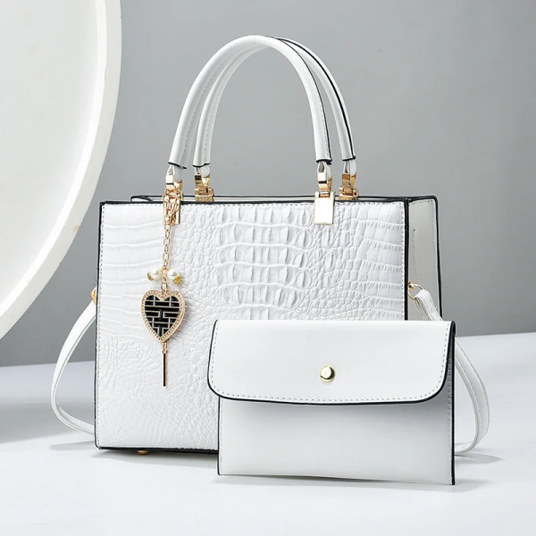 Women's Luxury Crocodile-Pattern Handbag Set (2-Piece)
