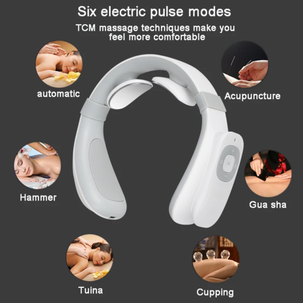 Smart Heated Neck Cervical Massager – USB Rechargeable Electric Pulse Neck & Shoulder Massager with 15 Intensity Levels