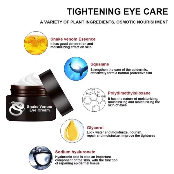 Ageless Eye Cream for Instant Eye Bag Removal Anti-Wrinkles Firming Lifting Beauty Snake Venom OEM Dark Cream
