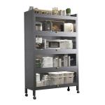 5-Tier Modern Rolling Kitchen Baker’s Rack with Clear Flip-Up Doors