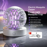 365nm USB-C Rechargeable UV Mosquito Killer Lamp – Portable Indoor Electric Bug Zapper with Protective Safety Grid