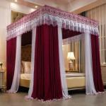 Luxury 4-Poster Canopy Mosquito Net with Privacy Drapes & Lace Border (5by6 & 6by6)