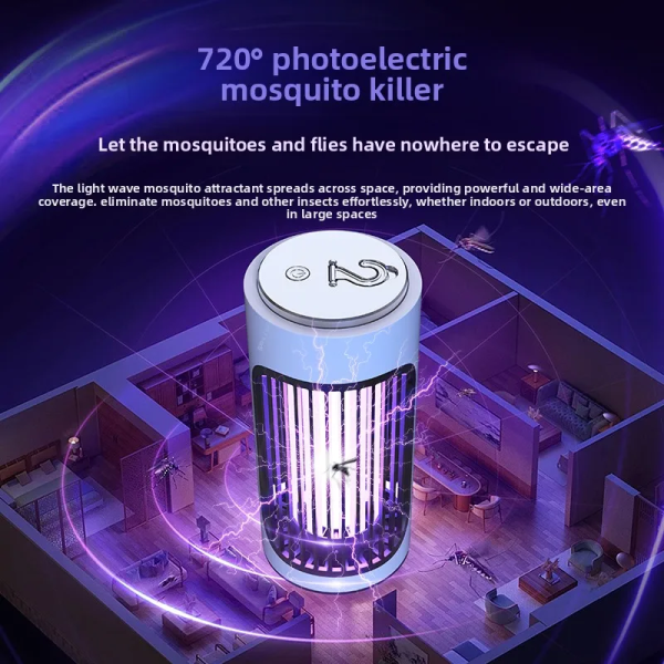 Aurora 4W Purple-Light Electric Mosquito Killer Lamp with Handle – Plug-In or Rechargeable