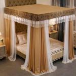 Luxury 4-Poster Canopy Mosquito Net with Privacy Drapes & Lace Border (5by6 & 6by6)