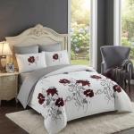 Luxury Maroon Floral Vine 4-Piece Duvet Set (6by6) – 1 Duvet, 1 Bedsheet, 2 Pillowcases