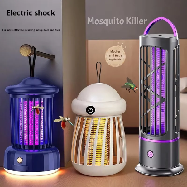 Portable UV Mosquito Killer Lamp – 3000V Stainless-Steel Electric Bug Zapper for Tabletop or Hanging Use