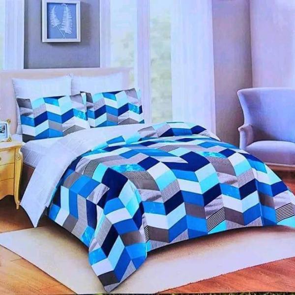 5x6 Royal Blue Chevron Geometric 4-Piece Duvet Set