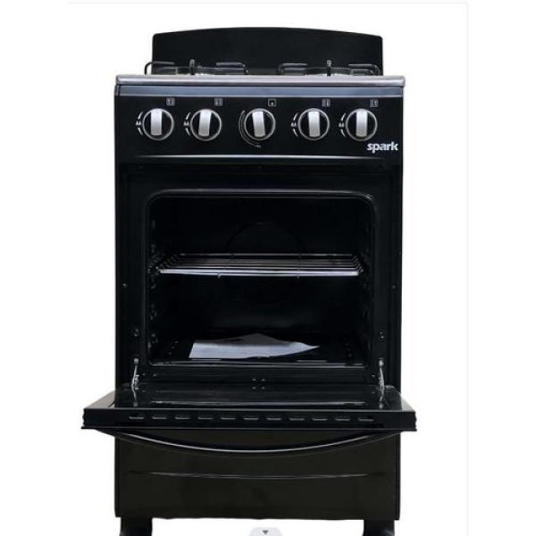 SPARK 4 Gas Cooker with Gas Oven (SK4G, 50x50cm) – 4 Burners, Stainless Steel Hob & Glass Oven Door (Black)
