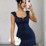 Vintage Polka Dot Ruffle Mini Dress