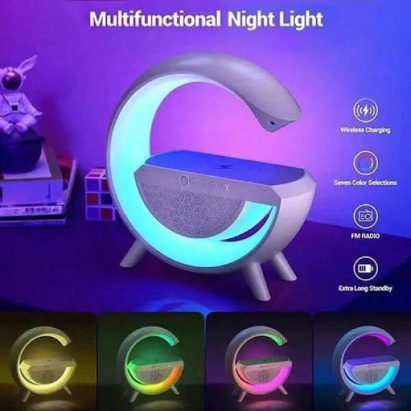 Multifunctional G-Shaped LED Night Light with Wireless Charger & Bluetooth Speaker