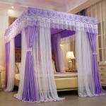 Luxury 4-Poster Canopy Mosquito Net with Privacy Drapes & Lace Border (5by6 & 6by6)