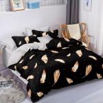 5x6 Midnight Black & Gold Feather 4-Piece Duvet Set