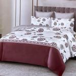 Modern Maroon Rose Panel 4-Piece Duvet Set (6by6) – 1 Duvet, 1 Bedsheet, 2 Pillowcases