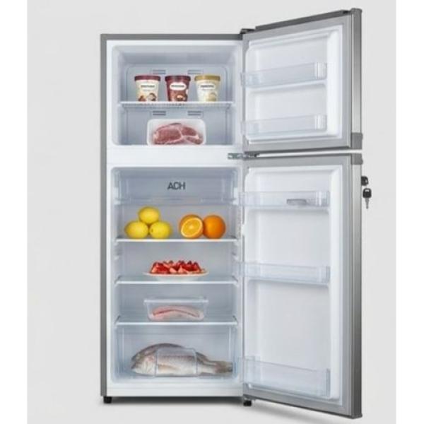 ADH 140L Double Door Top Freezer Refrigerator (Inox) – Energy Efficient, Manual Defrost