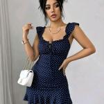 Vintage Polka Dot Ruffle Mini Dress