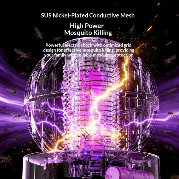 365nm USB-C Rechargeable UV Mosquito Killer Lamp – Portable Indoor Electric Bug Zapper with Protective Safety Grid