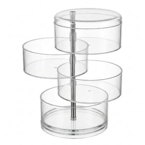 5-Tier Clear Acrylic Rotating Jewelry Storage Box & Cosmetic Organizer