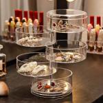 5-Tier Clear Acrylic Rotating Jewelry Storage Box & Cosmetic Organizer