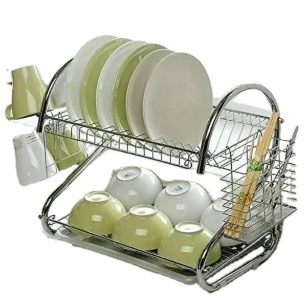 2-Tier Chrome Stainless Steel Dish Drying Rack