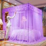 Ultimate Protection & Cozy Mosquito Net with 4 Stainless Steel Stands & 3 Doors Design Bed Net S1 - Purple